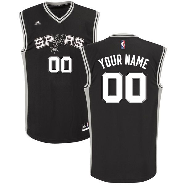 Men Adidas San Antonio Spurs Custom Replica Road Black NBA Jersey